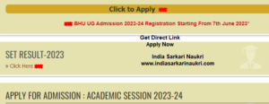 BHU UG Admission 2023 Banner - Registration Open