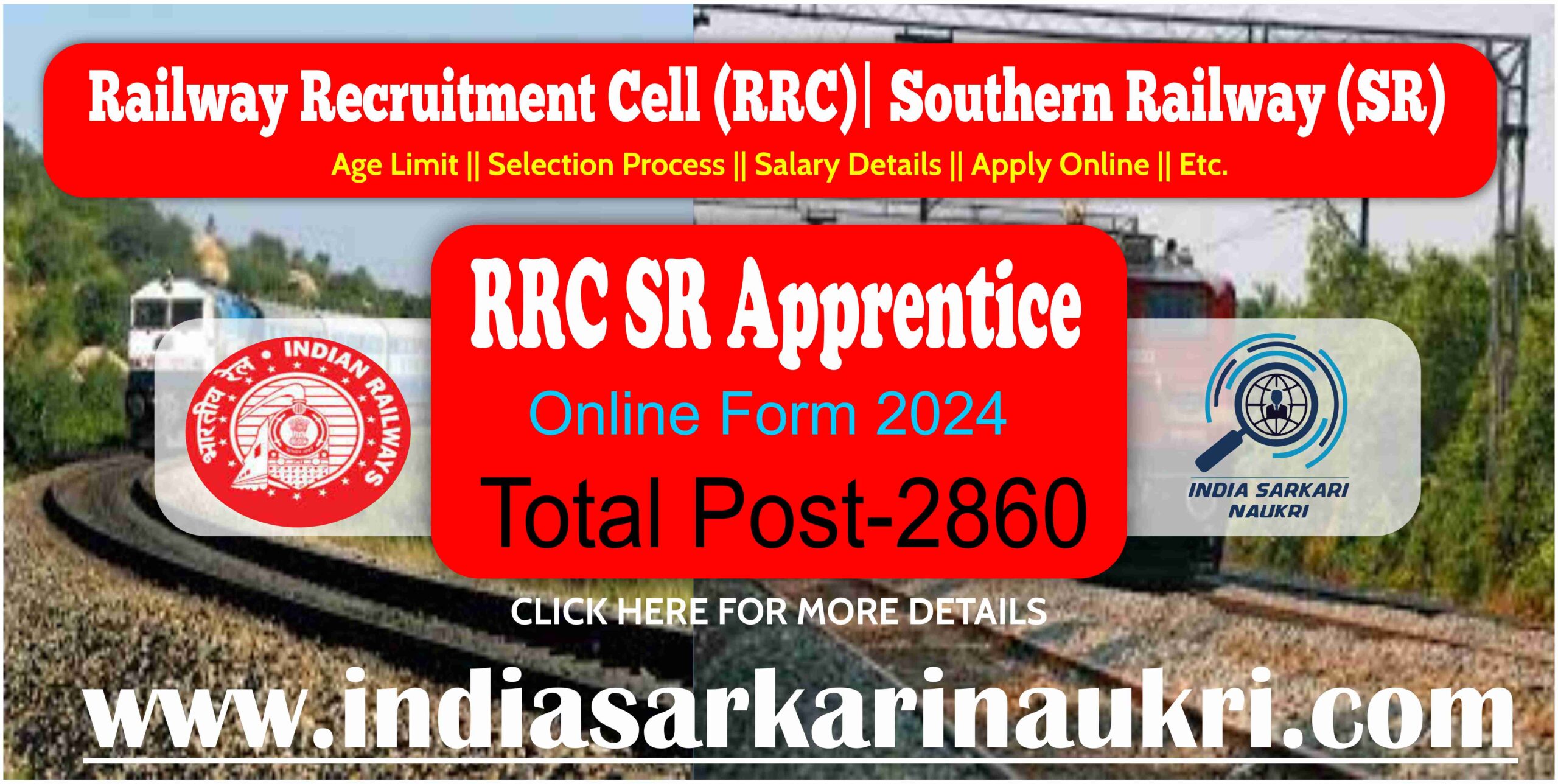 Indian Railway RRC SR Apprentice Recruitment Naukri 2024