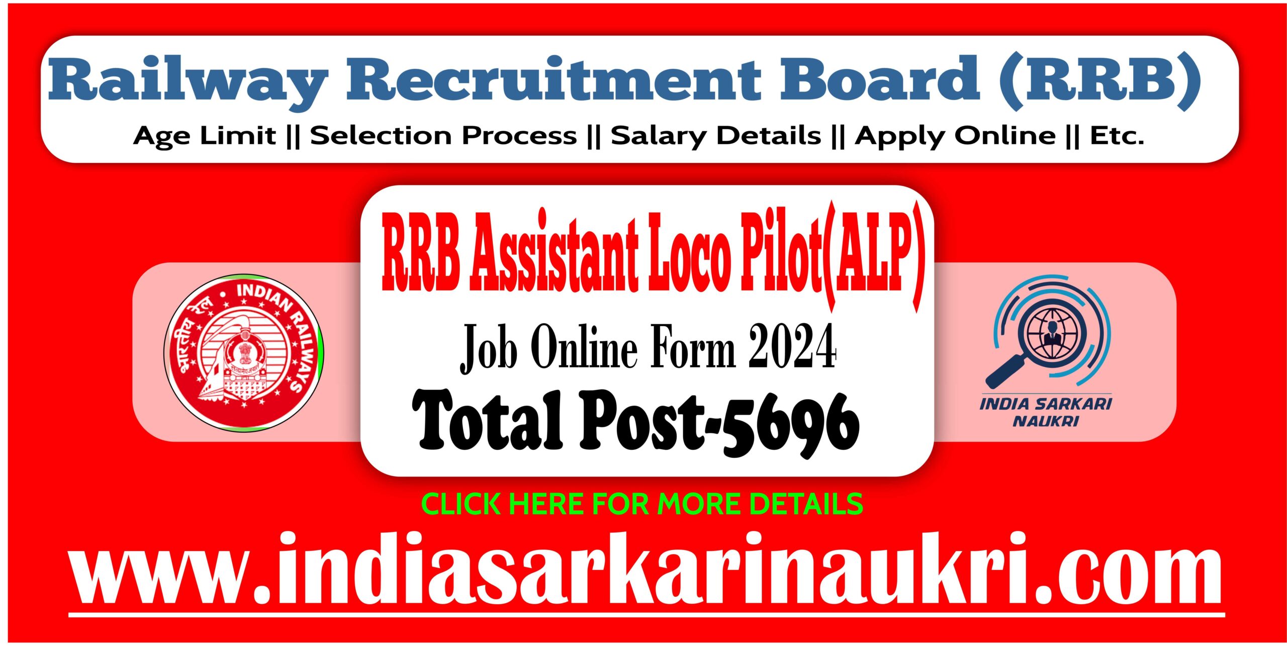 Railway RRB Assistant Loco Pilot Recruitment Naukri 2024 Apply for